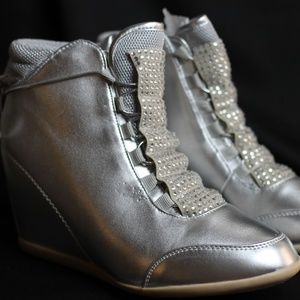 Silver Wedge Sneakers